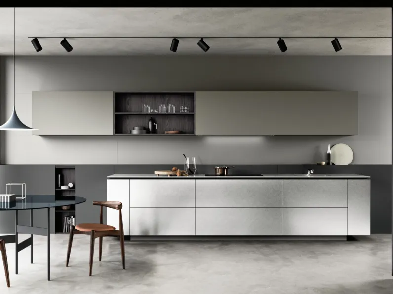 Cucina Moderna lineare ME Trim in Acciaio e laccato opaco Ardesia di Meson's Cucine