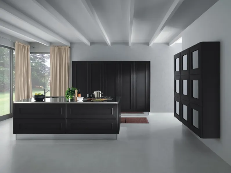 Cucina Moderna con isola Melograno Rovere Nero di Composit
