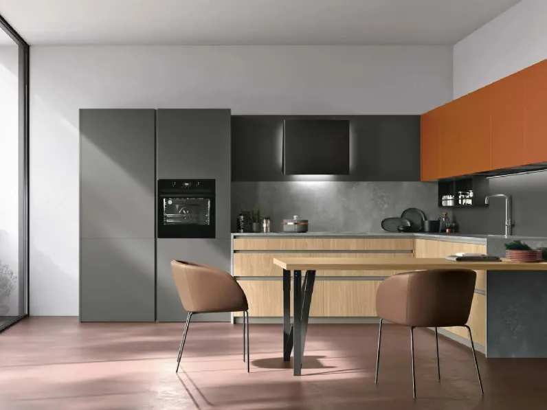 Cucina Moderna angolare con penisola Metropolis 13 di Stosa