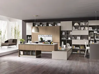 La cucina moderna Miami 10 di Spar integra una pratica penisola per un design contemporaneo e funzio