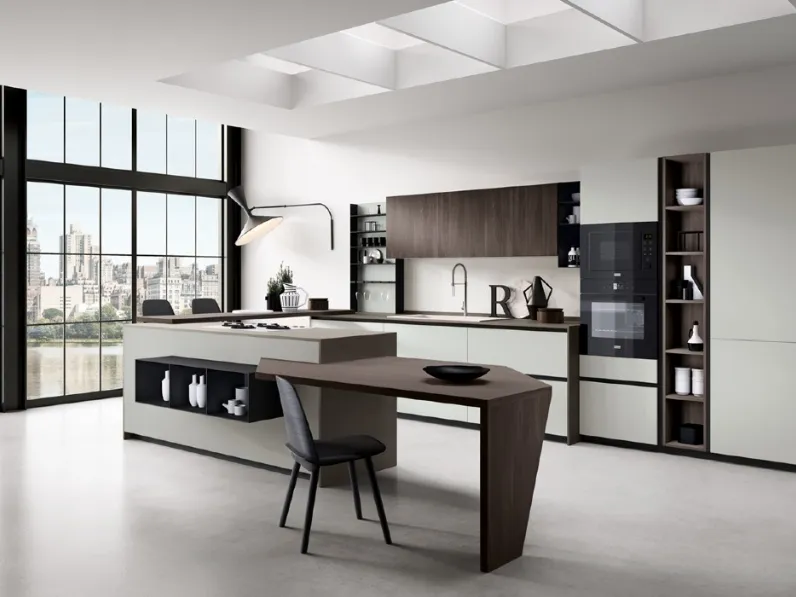 Cucina Moderna con penisola Mika Smart 1 di Cucinesse