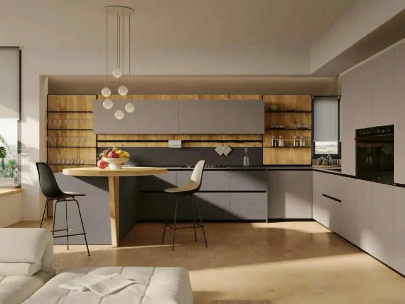 Cucina Moderna in pet e laminato con penisola MK11 di Gentili Cucine