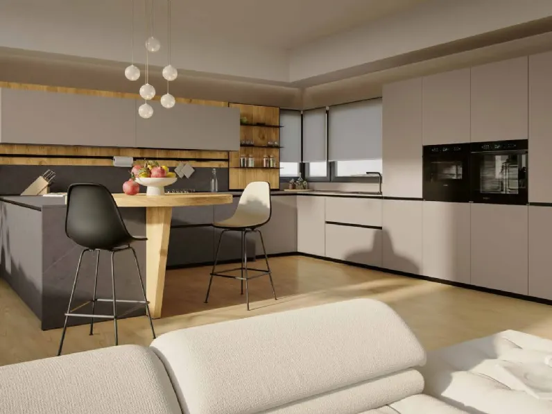 Cucina Moderna in pet e laminato con penisola MK11 di Gentili Cucine