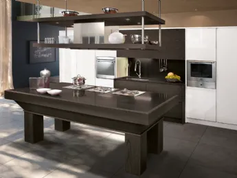 Modula 25 Bianco Lucido e Rovere Dark