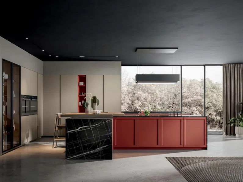 Cucina Moderna Nexa con isola in laccato di Home Cucine
