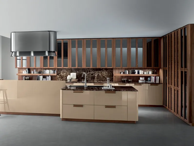 Cucina Moderna con isola Noisette Beige di Composit