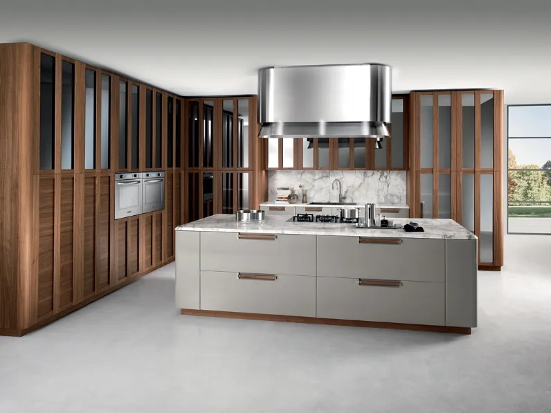 Cucina Moderna con isola Noisette Platino di Composit