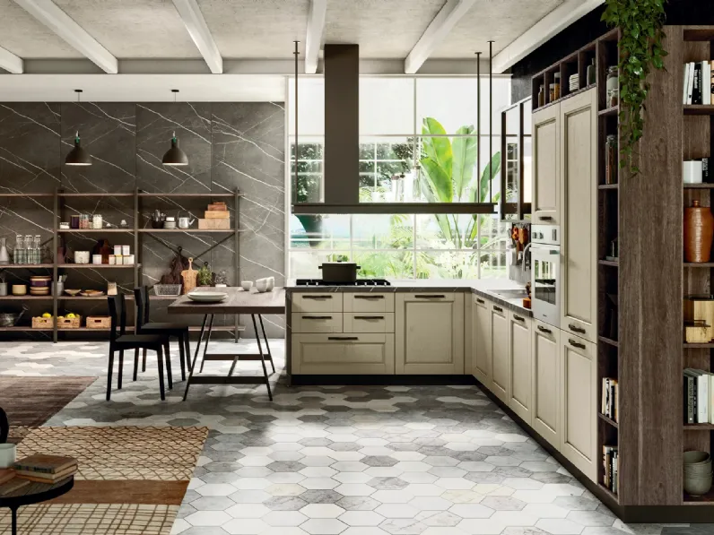 Cucina Moderna con penisola Opera Country Industrial 10 di Astra