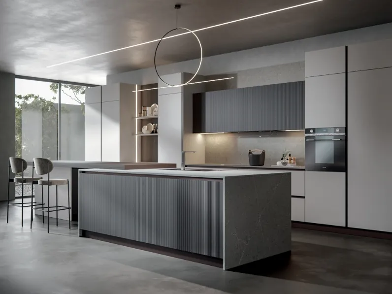 Cucina Moderna Palù con penisola in PVC di Home Cucine