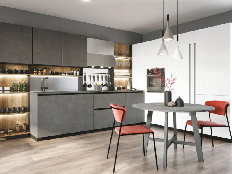 Cucina Moderna angolare Pratica 06 Tag in melaminico e laccato di La Casa Moderna