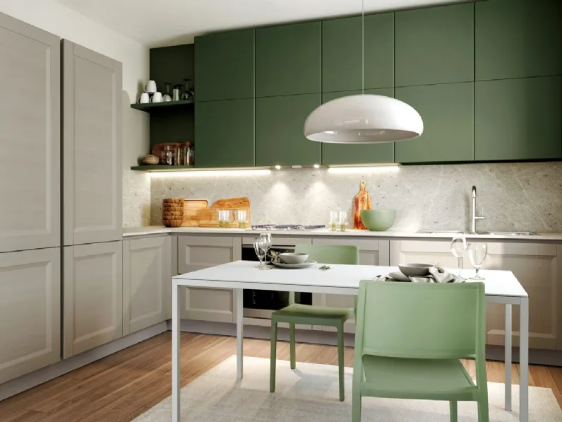 Cucina Moderna angolare Pratica 01 Ada in materico laccato di La Casa Moderna