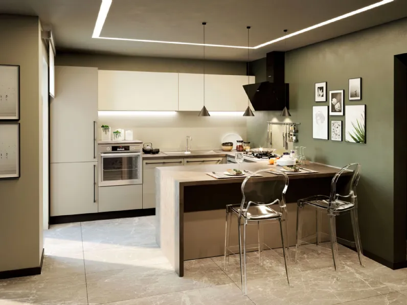 Cucina Moderna con penisola Pratica 03 Carol di La Casa Moderna