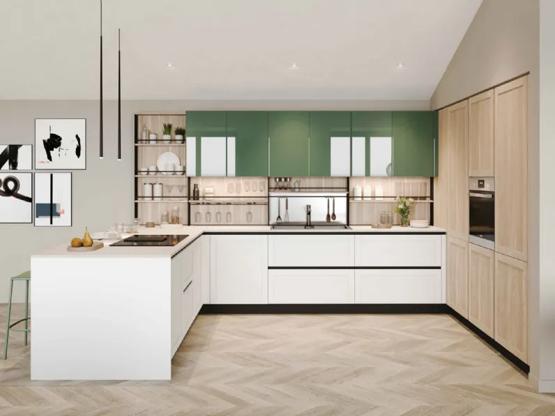 Cucina Moderna con penisola Pratica 2412 di La Casa Moderna