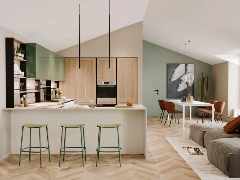 Cucina Moderna con penisola Pratica 2412 di La Casa Moderna