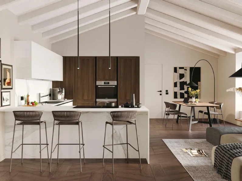 Cucina Moderna con penisola Pratica 2512 di La Casa Moderna