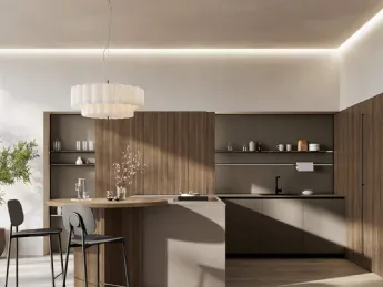 Cucina moderna con penisola Domino, firmata Prima Cucine.