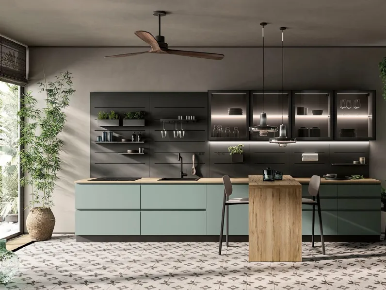 Cucina Moderna con penisola Pura in laccato opaco di Colombini Casa Artec