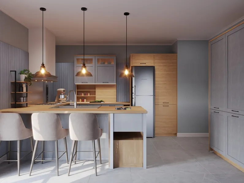 Cucina Moderna con penisola Quadra di Life Cucine