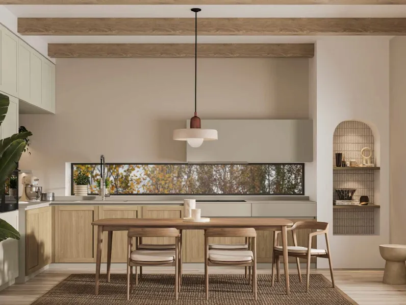 Cucina Moderna angolare Queen Scandinavian in legno e pet di Arrex