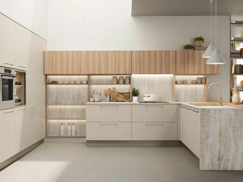 Cucina Moderna con penisola Ready 02 di Lube