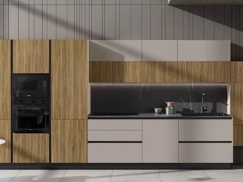 Cucina Moderna Sandy 01 Canapa e Noce di Net Cucine
