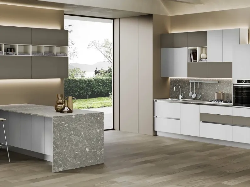 Cucina Moderna Sandy 04 Bronzo e Bianco di Net Cucine