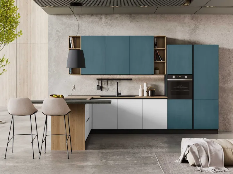 Cucina Moderna Sandy 02 Ghiaccio e Blu di Net Cucine