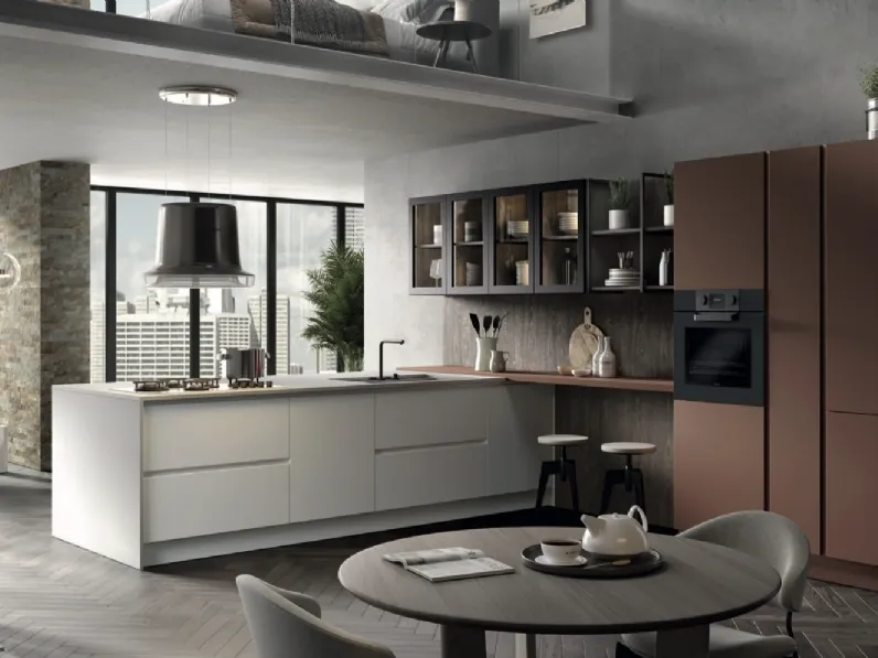 Cucina Moderna con penisola Seta 07 di Essebi