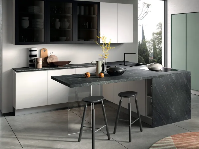 Cucina Moderna con penisola Seta 02 di Essebi