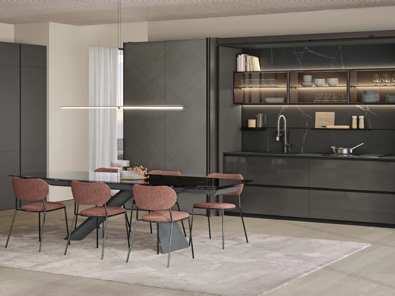 Cucina Moderna lineare a scomparsa Shade Lab 02 di Lube