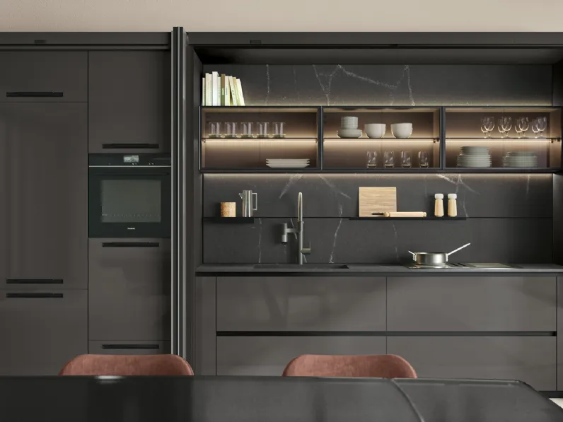 Cucina Moderna lineare a scomparsa Shade Lab 02 di Lube