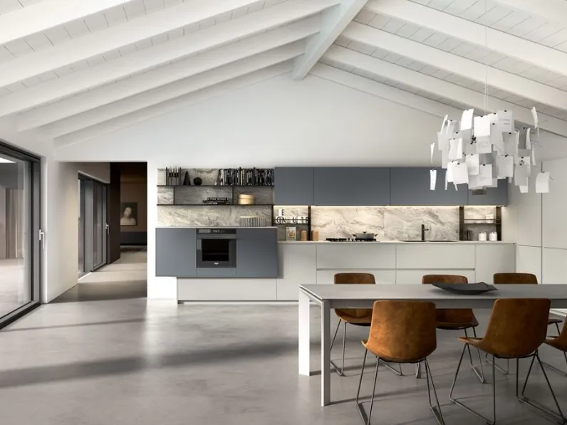 Cucina Moderna lineare Kira e Sigma comp 02 in Grigio Perla ed Ardesia di Lyons Cucine