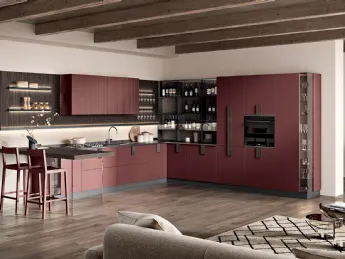 Cucina moderna angolare con penisola Sky 02 di Spar.