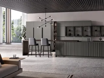 La cucina moderna Sky 04 di Spar propone un'isola centrale per un design contemporaneo ed efficiente