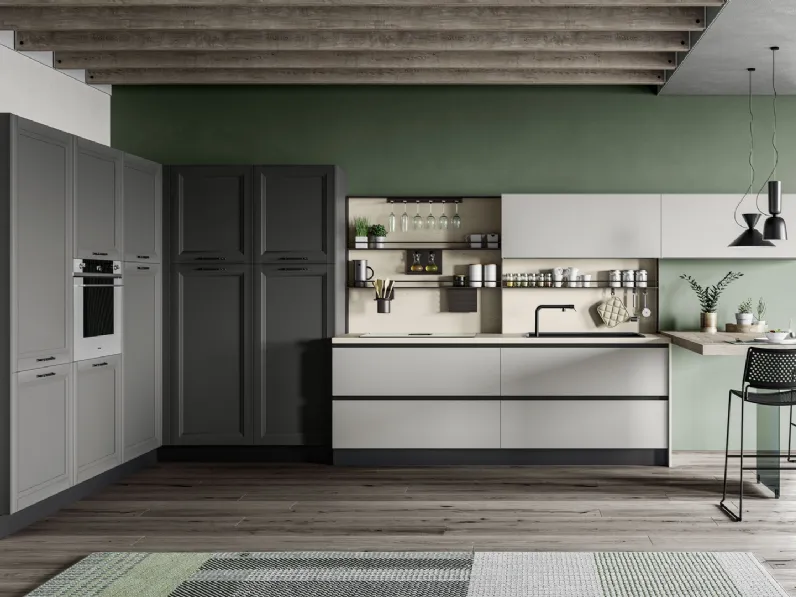 Cucina Moderna Smart Carbone e Polvere angolare di Creo