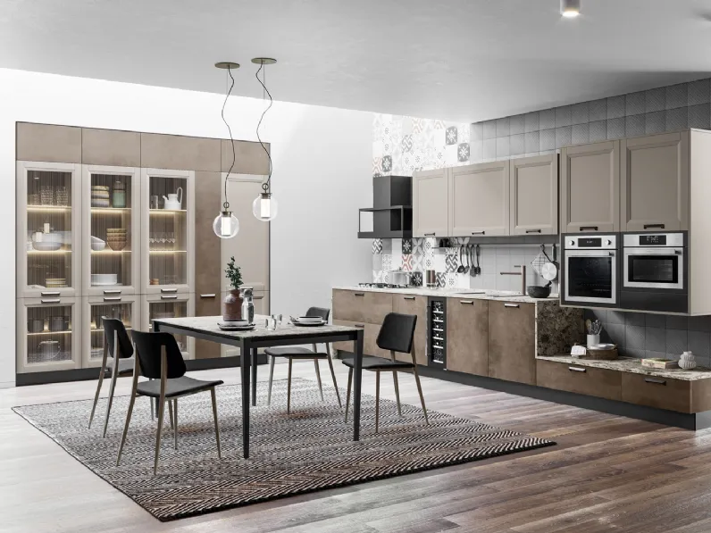 Cucina Moderna Smart lineare finitura Malta Bronzo e Pet Sahara Supermatt di Creo