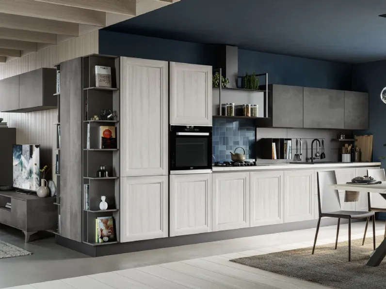 Cucina Moderna Smart lineare finitura Frassino Bianco e Malta Ardesia di Creo