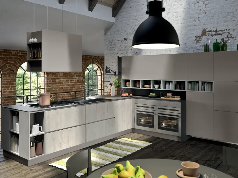 Cucina Moderna con penisola SP-22 Industrial 04 di Astra