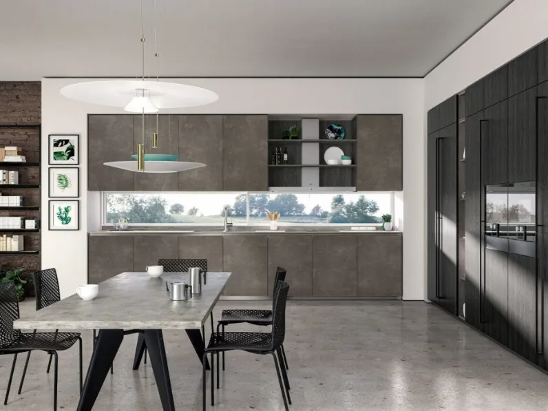 Cucina Moderna ad angolo Vivere Italia 12 in HPL e Rovere di Spagnol Cucine