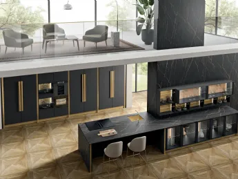 La cucina moderna con penisola Deluxe 01 di Spar unisce design contemporaneo e funzionalità d'eccell