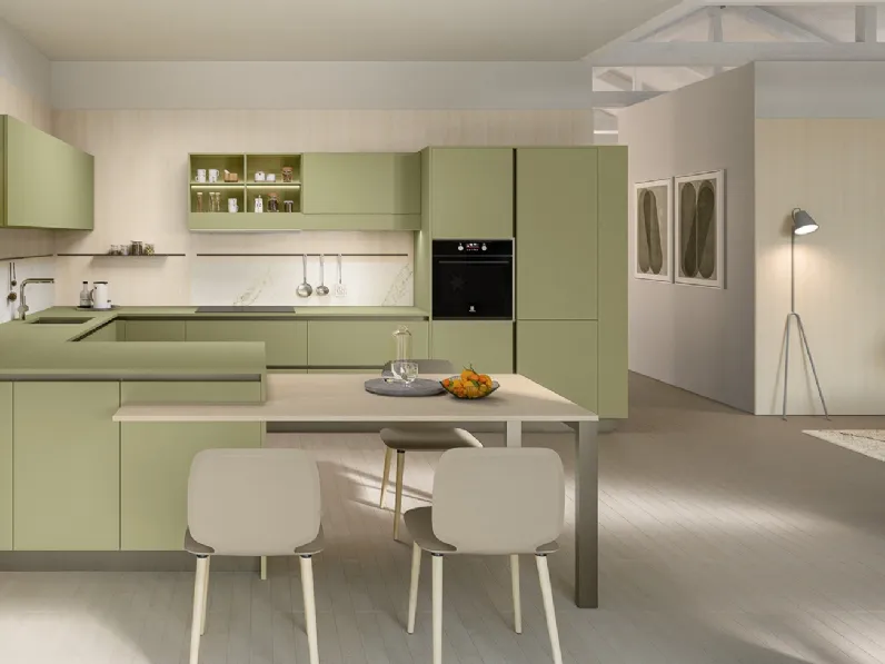 Cucina Moderna con penisola Start-Time J 01 di Veneta Cucine