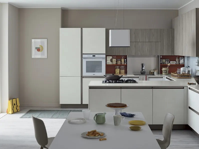 Cucina Moderna con penisola Start Time Presa 05 di Veneta Cucine