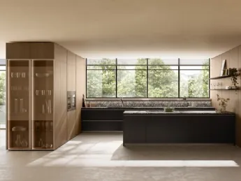 La cucina moderna con penisola Stilo 02 di Scavolini unisce design contemporaneo e funzionalità.