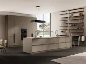 La cucina moderna con isola Stilo 04 di Scavolini unisce design contemporaneo e funzionalità d'uso.