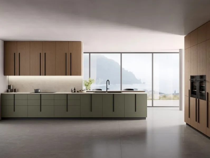 Cucina Moderna ad angolo Stilo 05 in laccato e Rovere di Scavolini