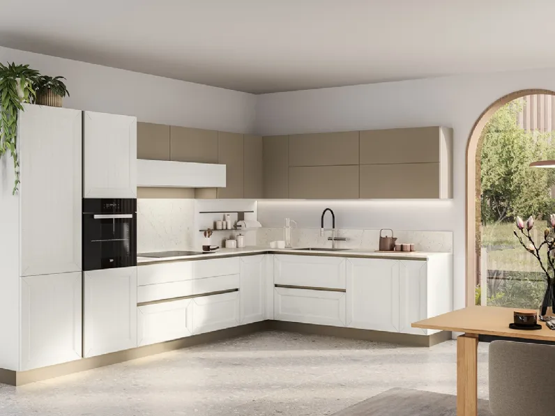 Cucina Moderna Tablet 02 in laccato Sequoia Bianco e Caffè di Veneta Cucine