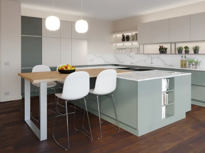 Cucina Moderna con isola Tatto Acqua di Life Cucine