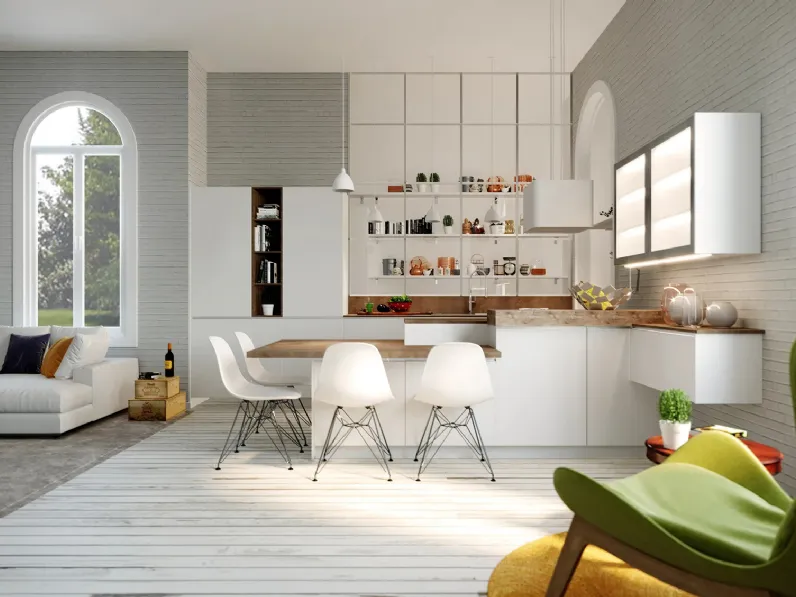 Cucina Moderna con penisola Tatto Bianca XL di Life Cucine