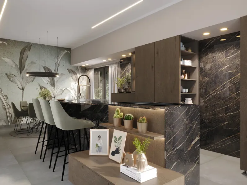 Cucina Moderna con isola Tavola XL di Life Cucine