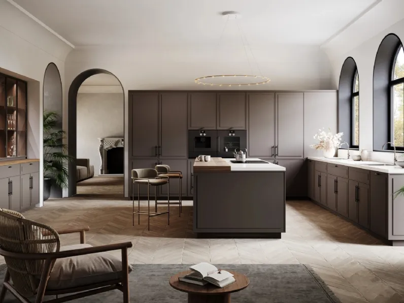 Cucina Moderna con isola Tes in laccato opaco Carruba di Miton